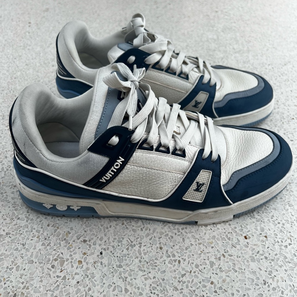 Louis Vuitton Men's Navy and White Sneakers